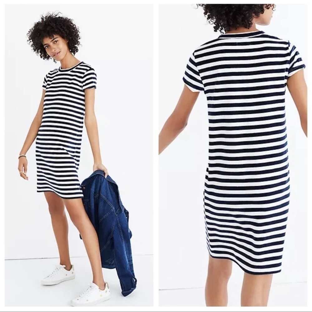 Madewell Striped Velour Dress Size Small